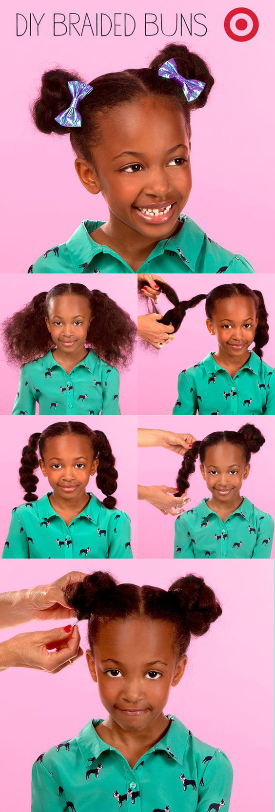 Bun braids for little girls