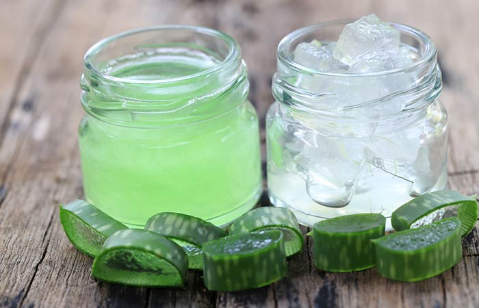 Homemade aloe vera and sweet almond oil conditioner to soothe hair cuticles