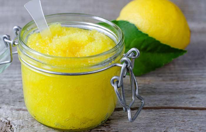 DIY lemon and sugar body scrub for glowing skin