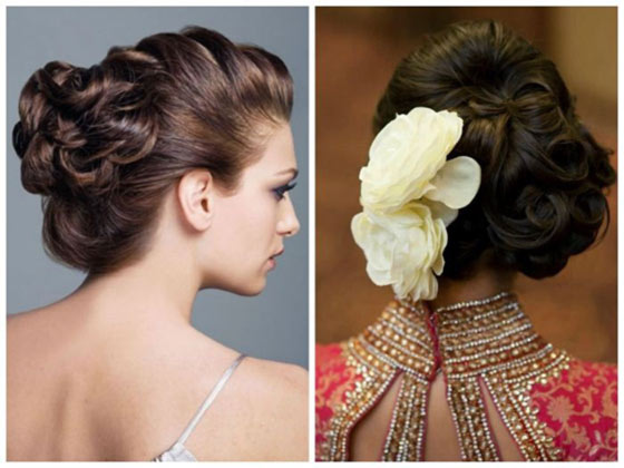 Floral ringlet bun for an Indian hairstyle