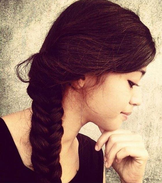 Classic fishtail braid for an Indian hairstyle