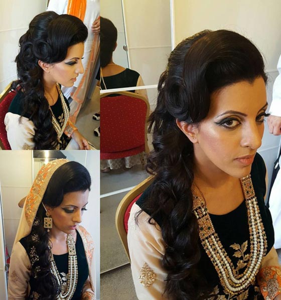 Loose braid with voluminous bangs for an Indian hairstyle