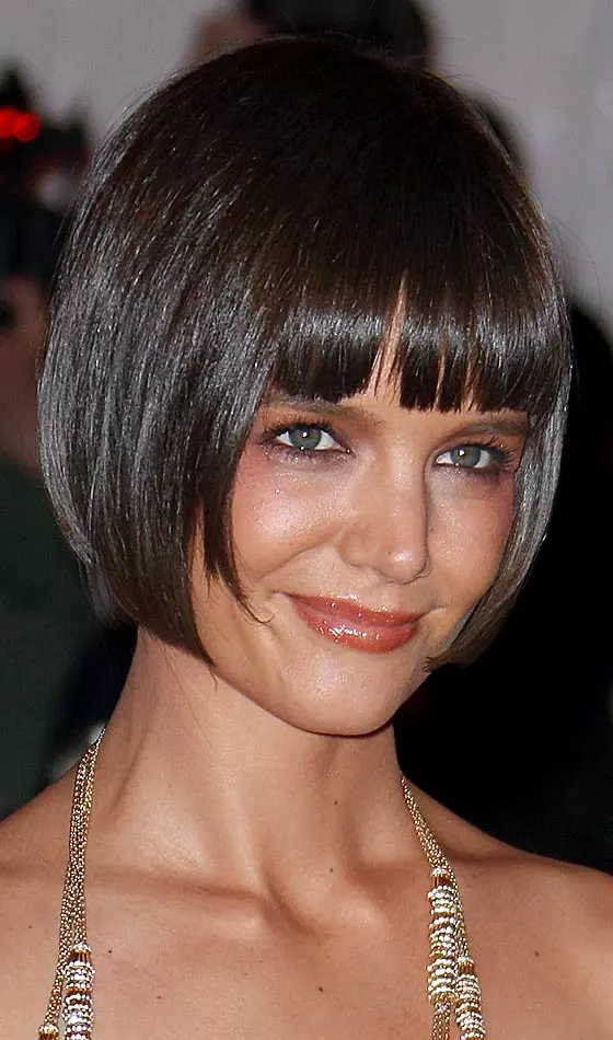 Straight fringe with a classic bob short haircut for women