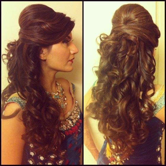 Bumped up curls for an Indian hairstyle