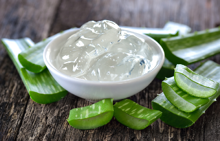 A small bowl of freshly extracted aloe vera gel
