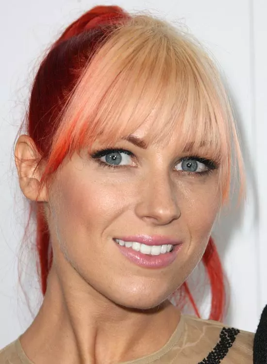 Copper red hair color with peach front fringes