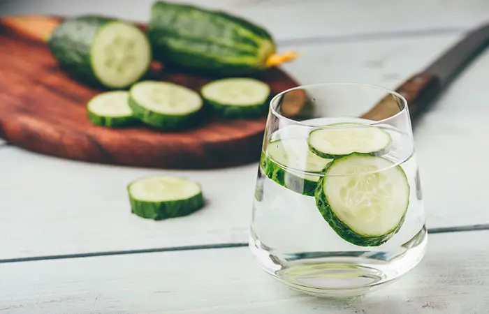 Cucumber slices with cucumber water