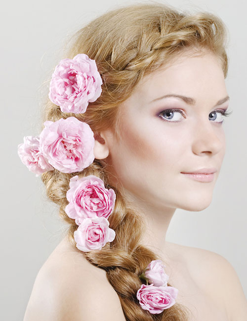 Floral mixed braid for an Indian hairstyle