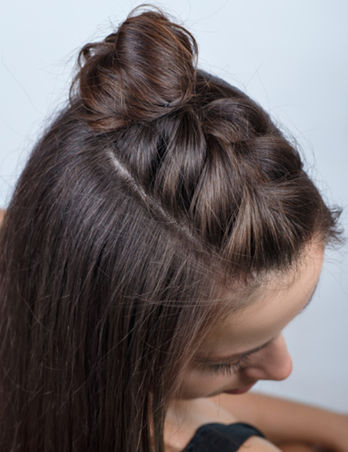 French braided half bun for an Indian hairstyle