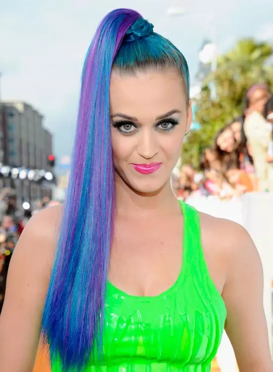 High blue and purple braided ponytail on cobalt blue hair
