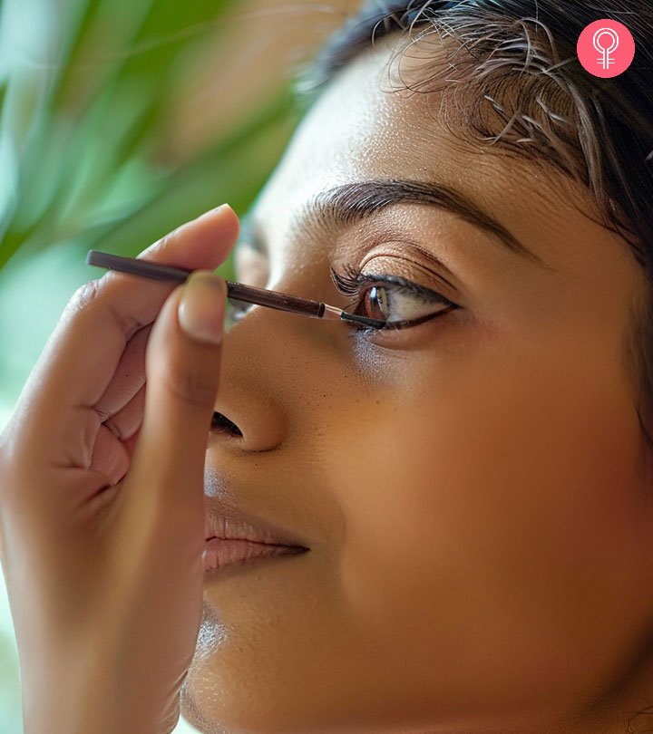 Women's eye with beautiful kajal applied to it