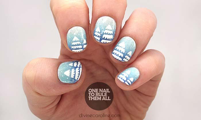 Icy Trees Nail Design