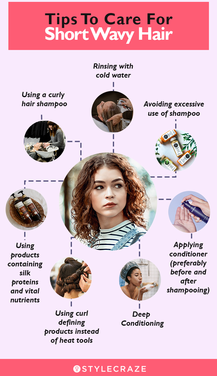 tips to care for short wavy hair (infographic)