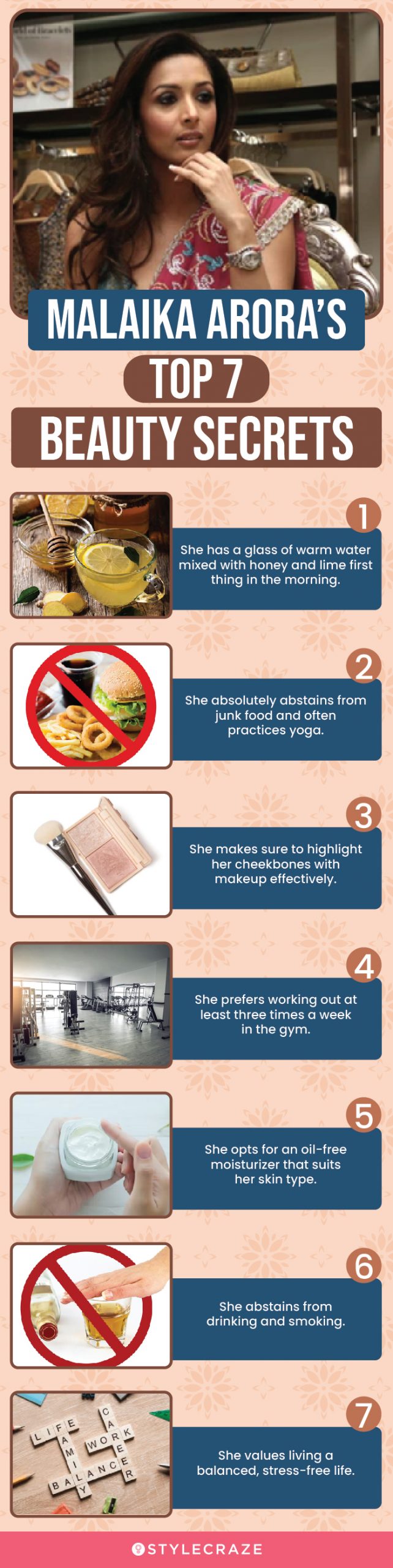 malaika arora’s top 7 beauty secrets (infographic)