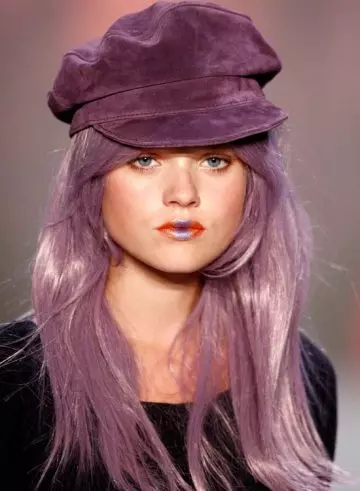 Pinkish purple reverse layers hair color styles with bangs