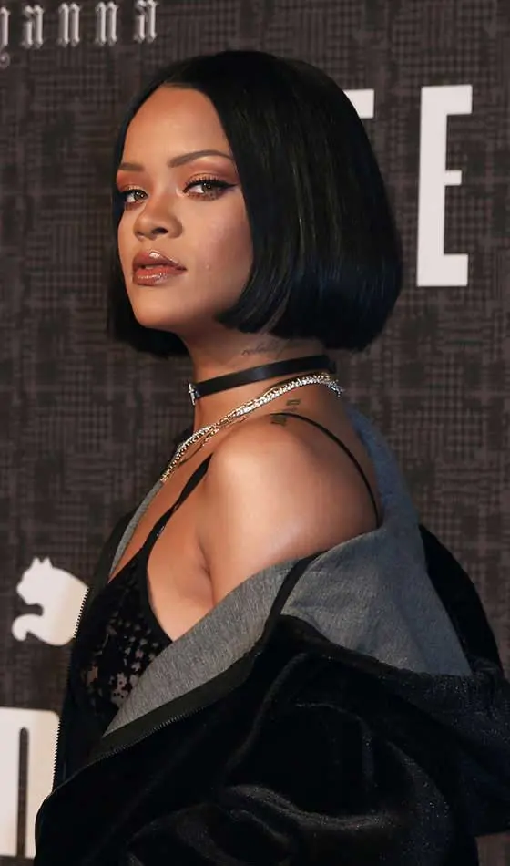 Rihanna sporting a short bob haircut