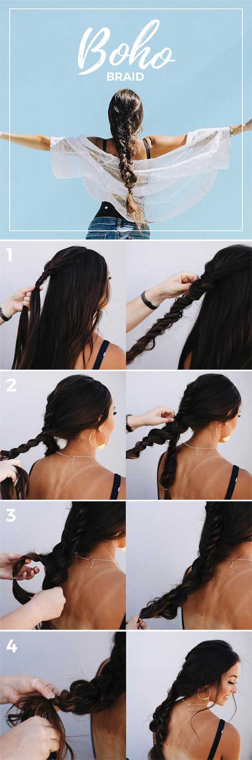 The boho braid hairstyle for curly hair