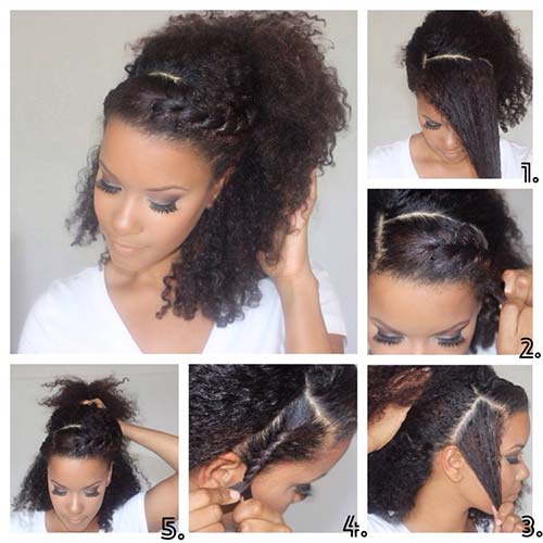 Braided hairstyle for curly hair