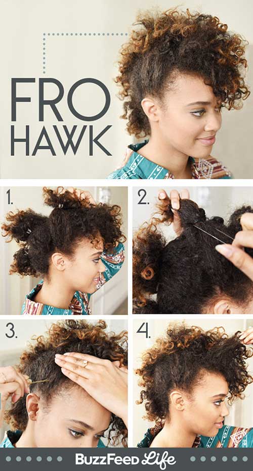 The fro hawk hairstyle for curly hair