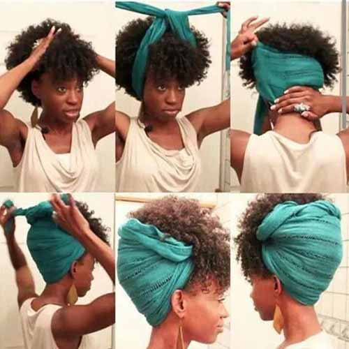 The scarf pineapple hairstyle for curly hair