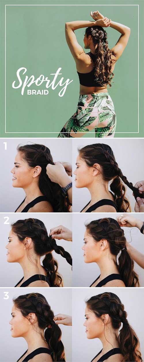 Sporty braid hairstyle for curly hair