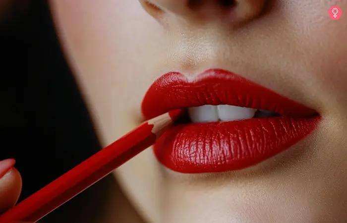 Step 4 of how to wear red lipstick