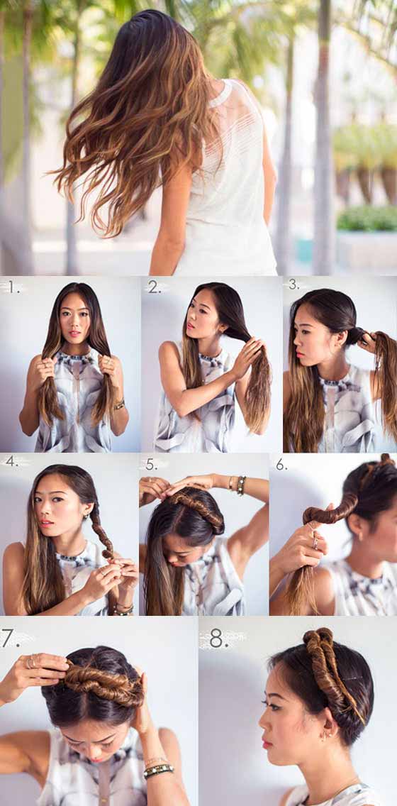 Get wavy hair using the twisted crown technique