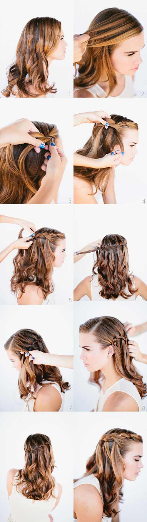 Waterfalls braids hairstyle for curly hair