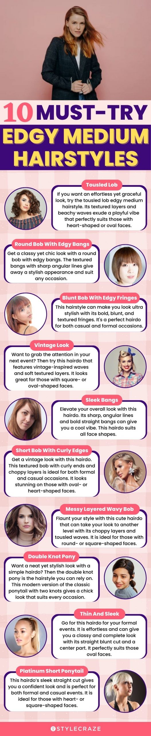 10 must try edgy medium hairstyles (infographic)