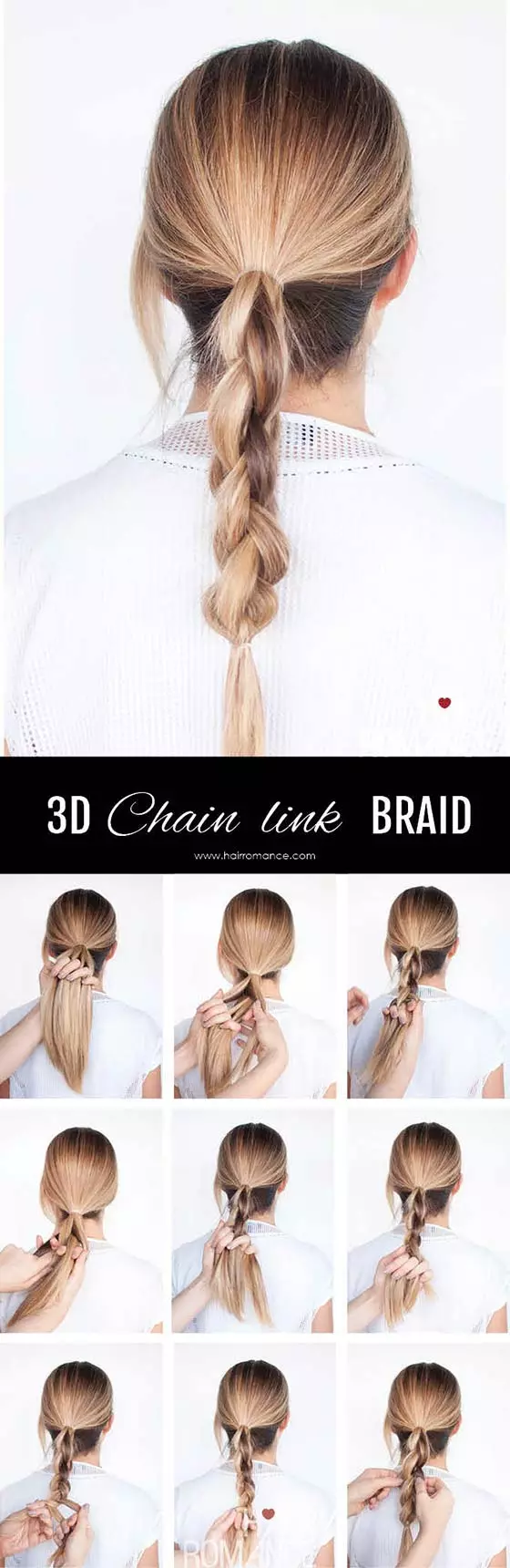 3D chain link braided hairstyle for long hair