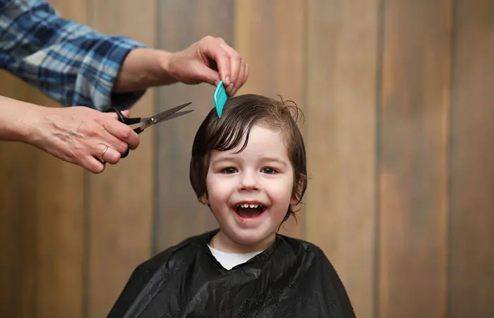 A child getting a haircut