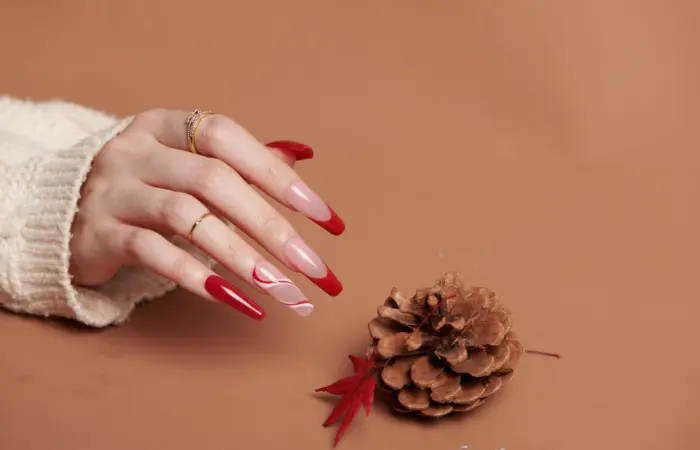 A woman with gel nail polish