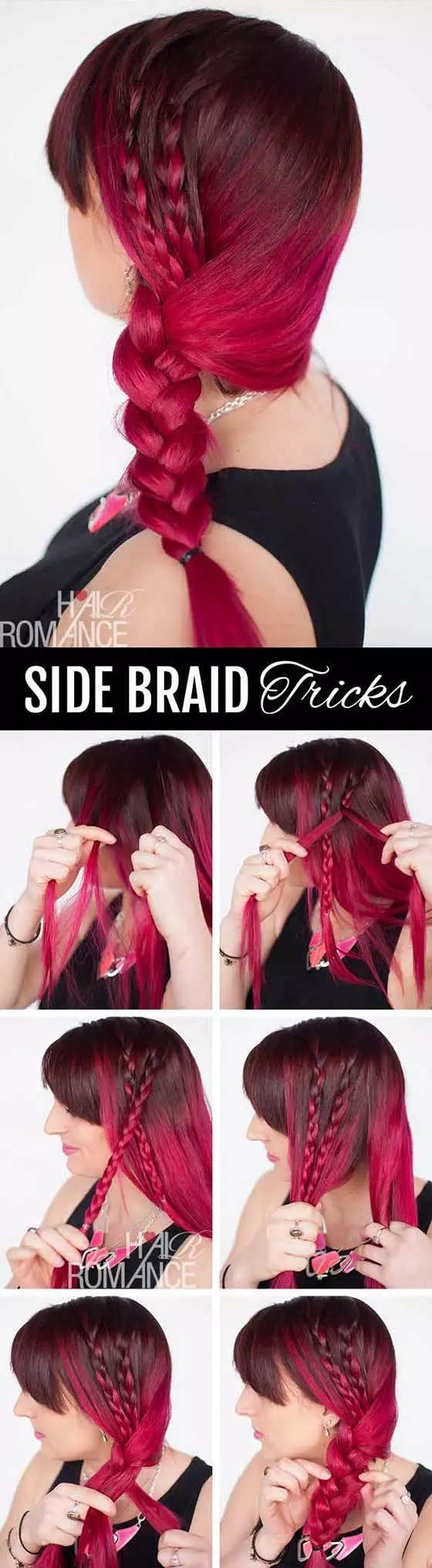 Accented side braided hairstyle for long hair