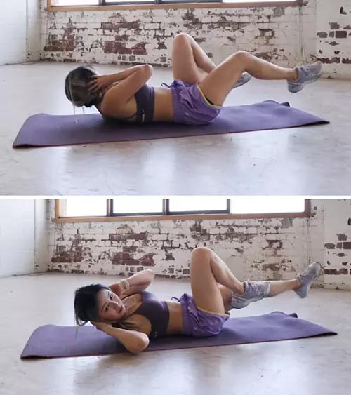 Bicycle crunch exercise for reducing belly fat