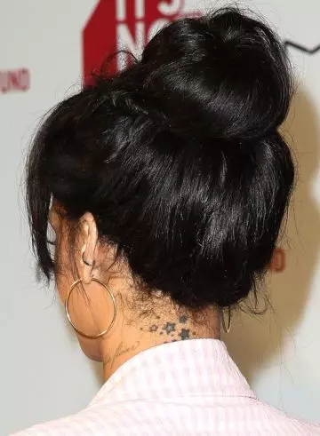 Top knot bun edgy hairstyle for long hair