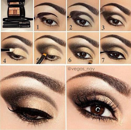 Black and gold smokey eye makeup tutorial