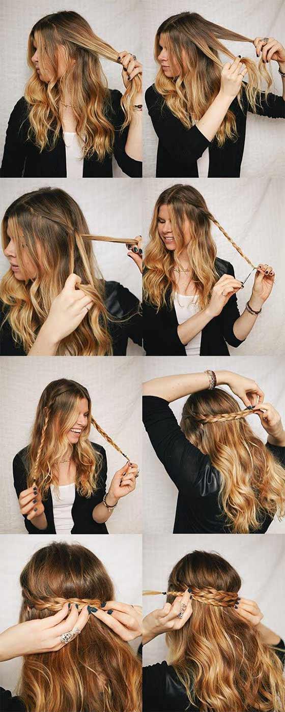 Boho braids back headband braided hairstyle for long hair