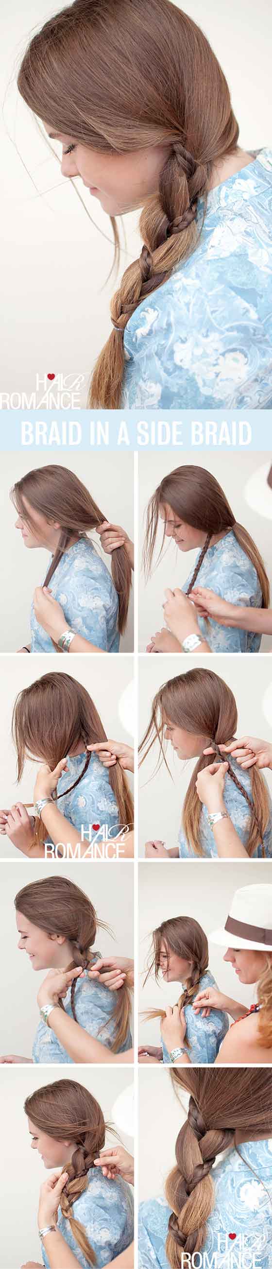 Braid in a side for long hair