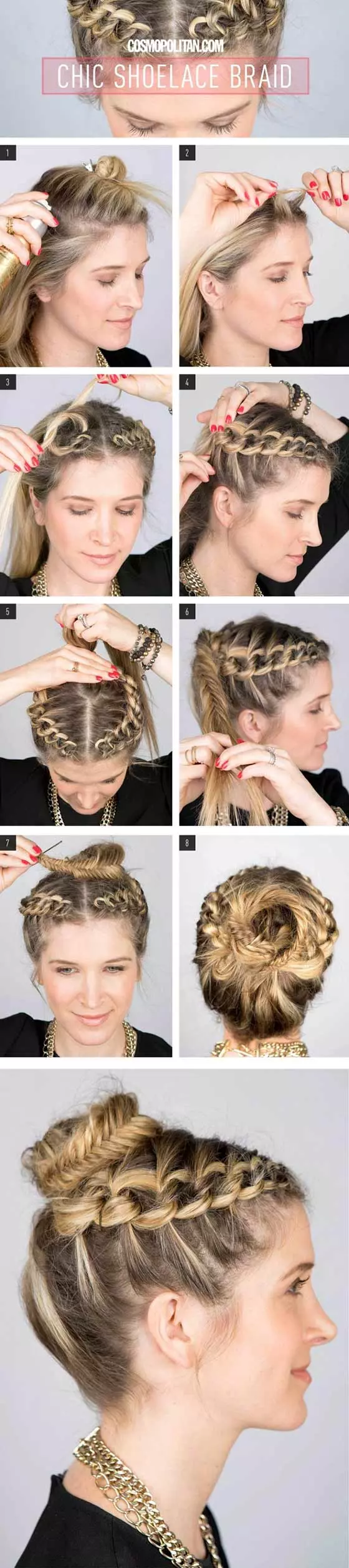 Chic shoelace braided hairstyle for long hair