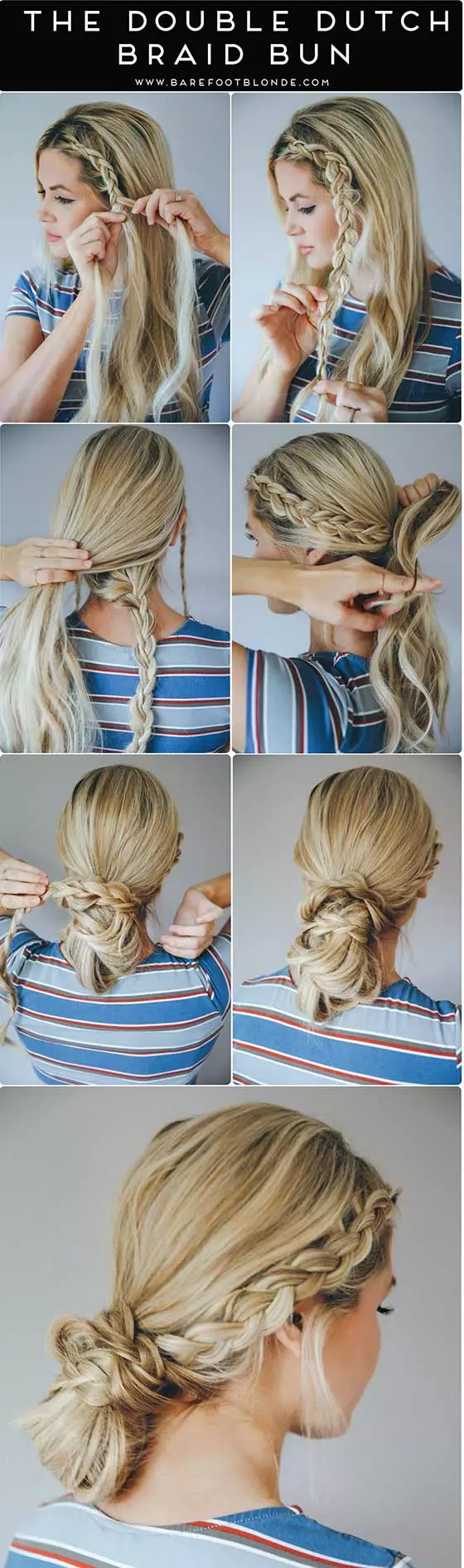 Double Dutch bun braided hairstyle for long hair