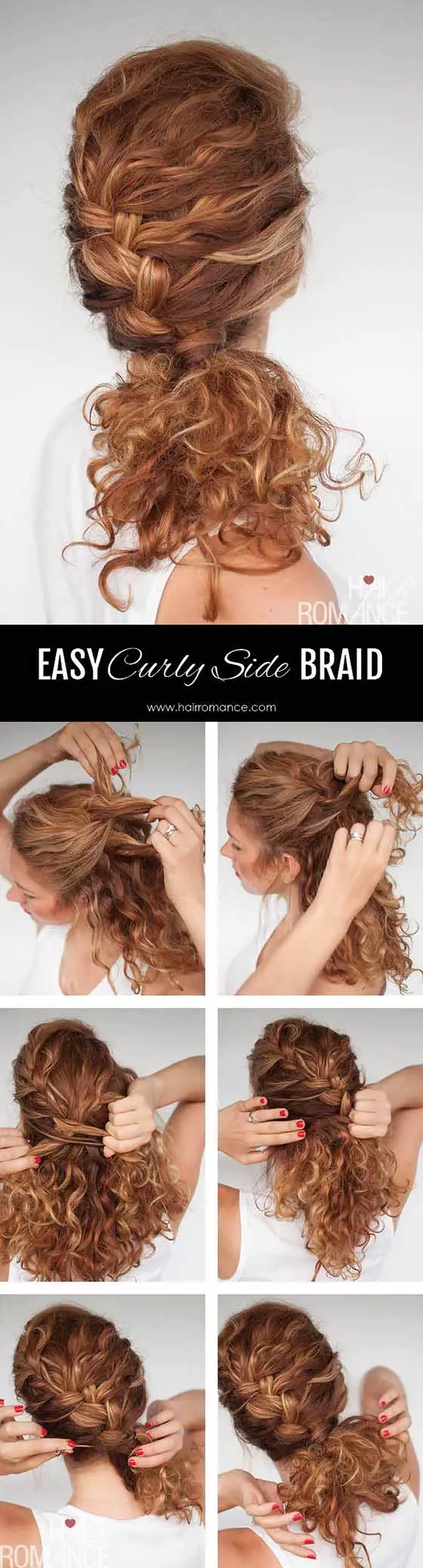Easy curly side braided hairstyle for long hair