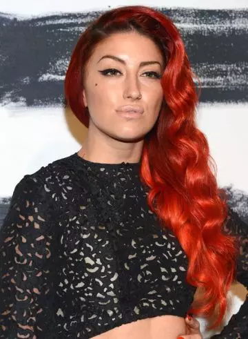 Flame red waves edgy hairstyle for long hair