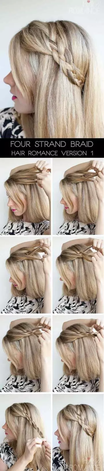 Four strand accent braid braided hairstyle for long hair