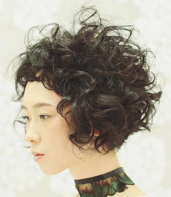 Grungy multi textured perm bob hairstyle