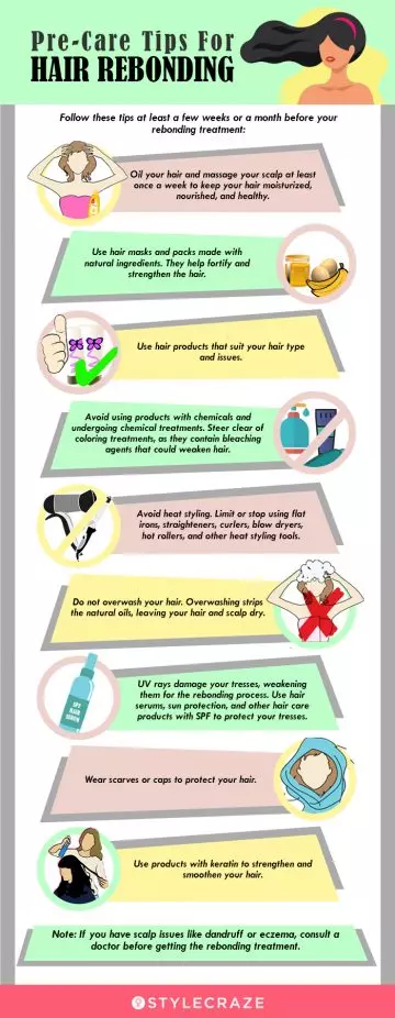 pre-care tips for hair rebonding (infographic)