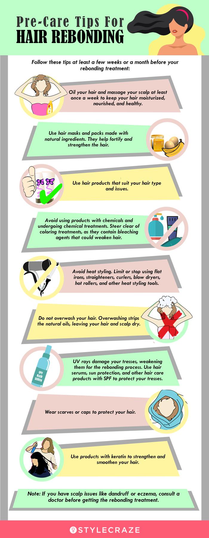 pre-care tips for hair rebonding (infographic)