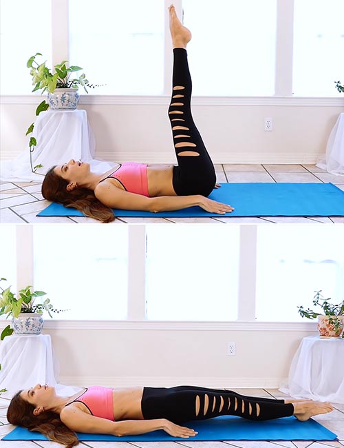 Lying leg raise exercise for reducing belly fat