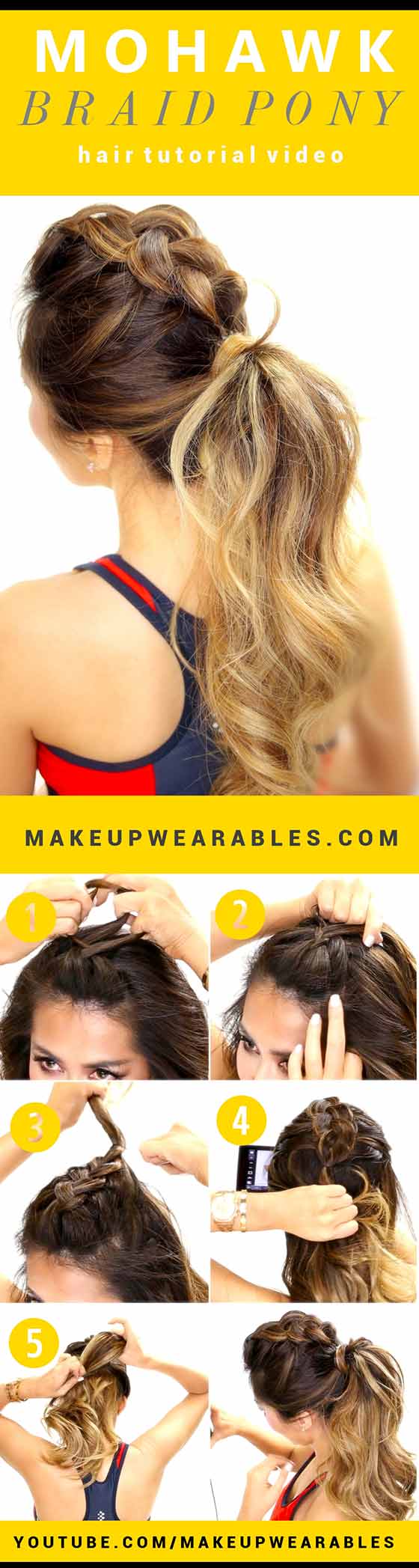 Mohawk braid ponytail braided hairstyle for long hair