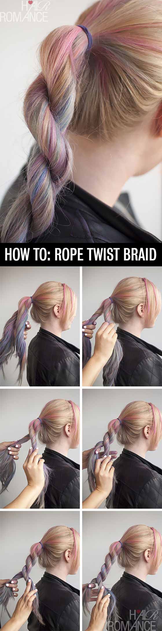 Rope twist braided hairstyle for long hair
