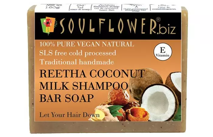 Soulflower Reetha Coconut Milk Shampoo Bar Soap 